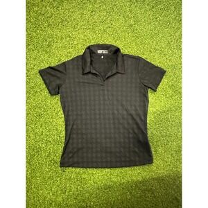 Nike Dri-Fit Polo Shirt girls S‎ (4-6) Black Printed Short Sleeve Golf Tennis